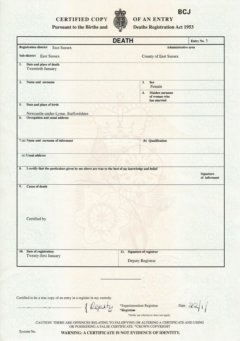 Death certificate